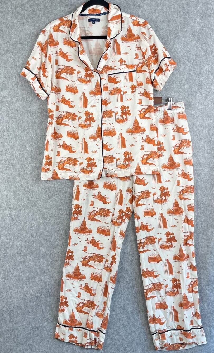 Rails Womenβs Two-Piece Orange Scenic Cotton Pajama Set